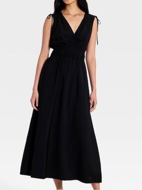 V-Neck Black Midi Dress - A New Day